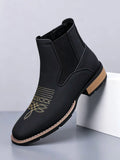 Black Chelsea Boots with Gold Stitching