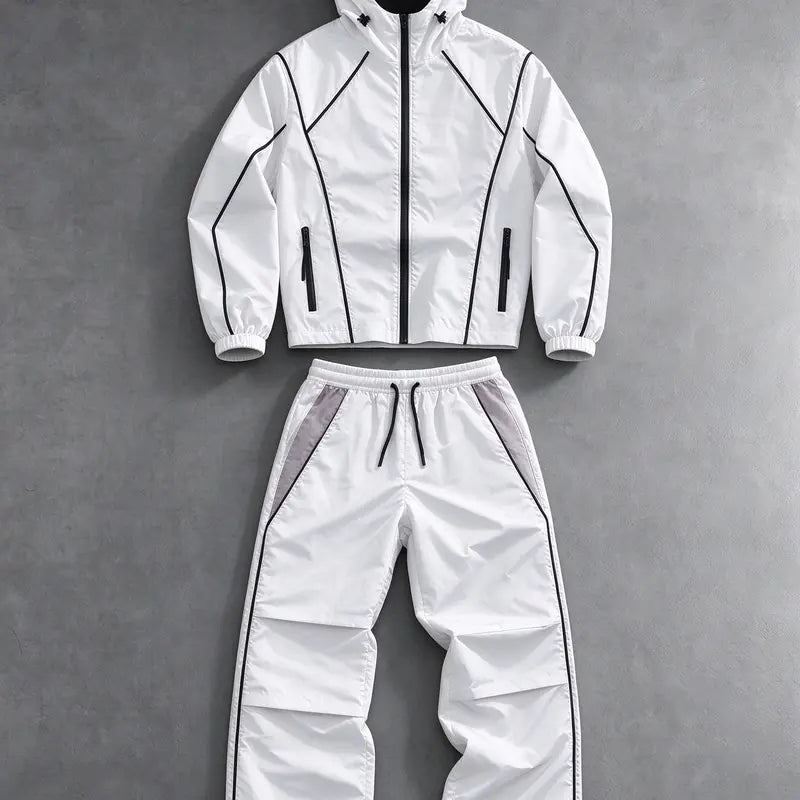 Hooded Zip Jacket and Wide Leg Pants Set