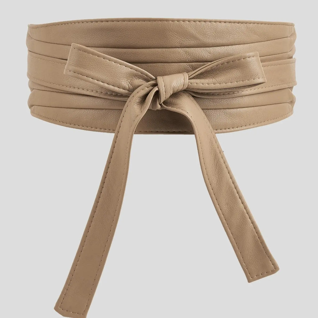 Black Faux Leather Wide Wrap Waist Belt