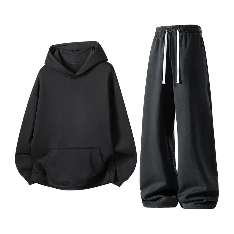 Matching Hoodie and Drawstring Sweatpants Set
