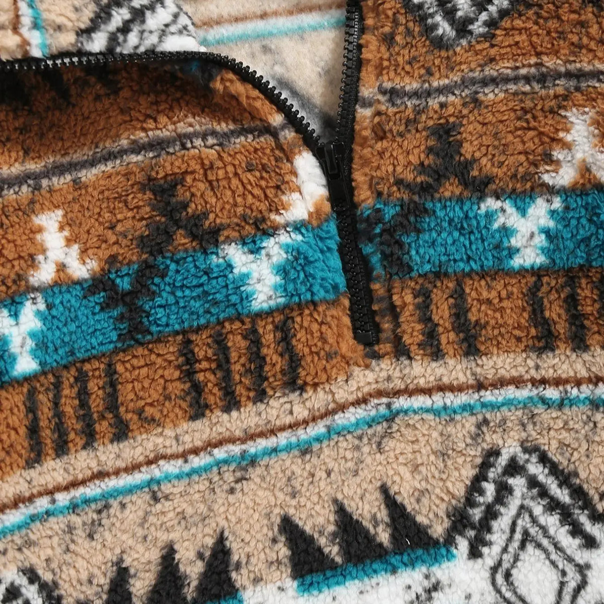 Patterned Fleece Half-Zip Pullover with Pocket