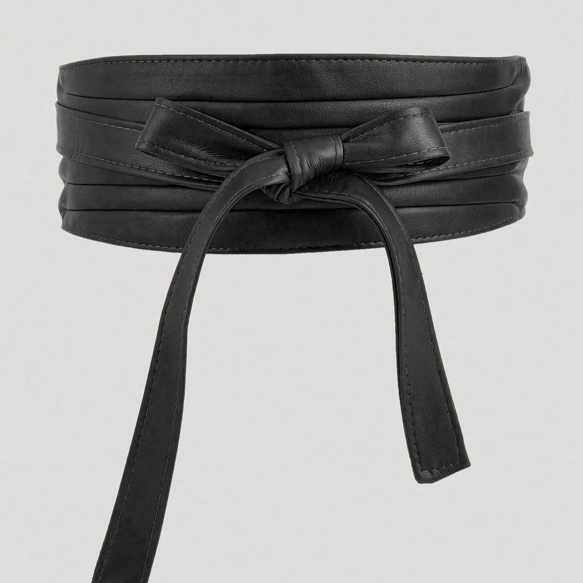 Black Faux Leather Wide Wrap Waist Belt
