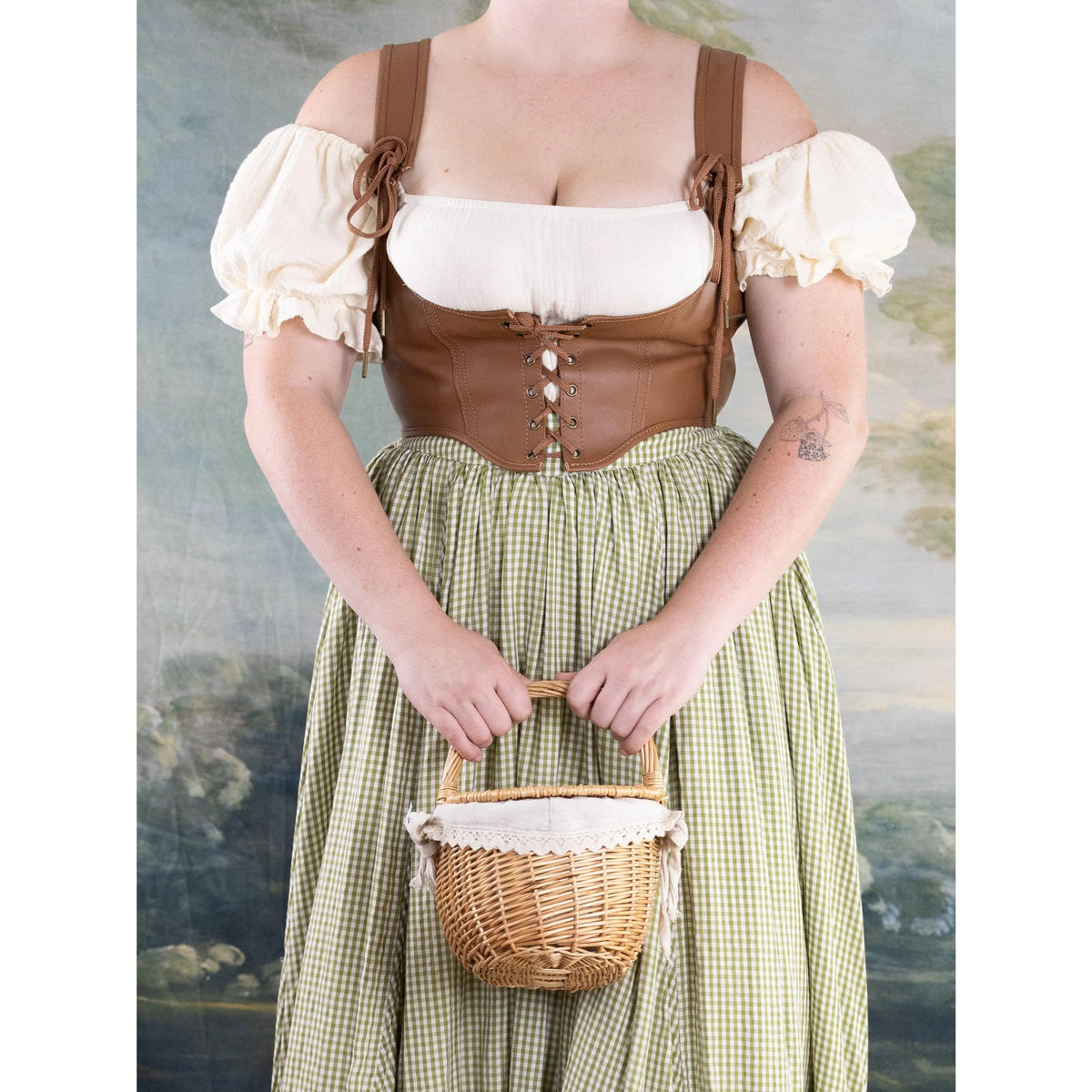Brown Leather Lace-Up Underbust Corset Belt