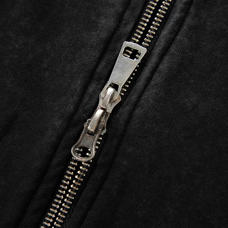 Two Washed Grey Zip-Front Hooded Jackets
