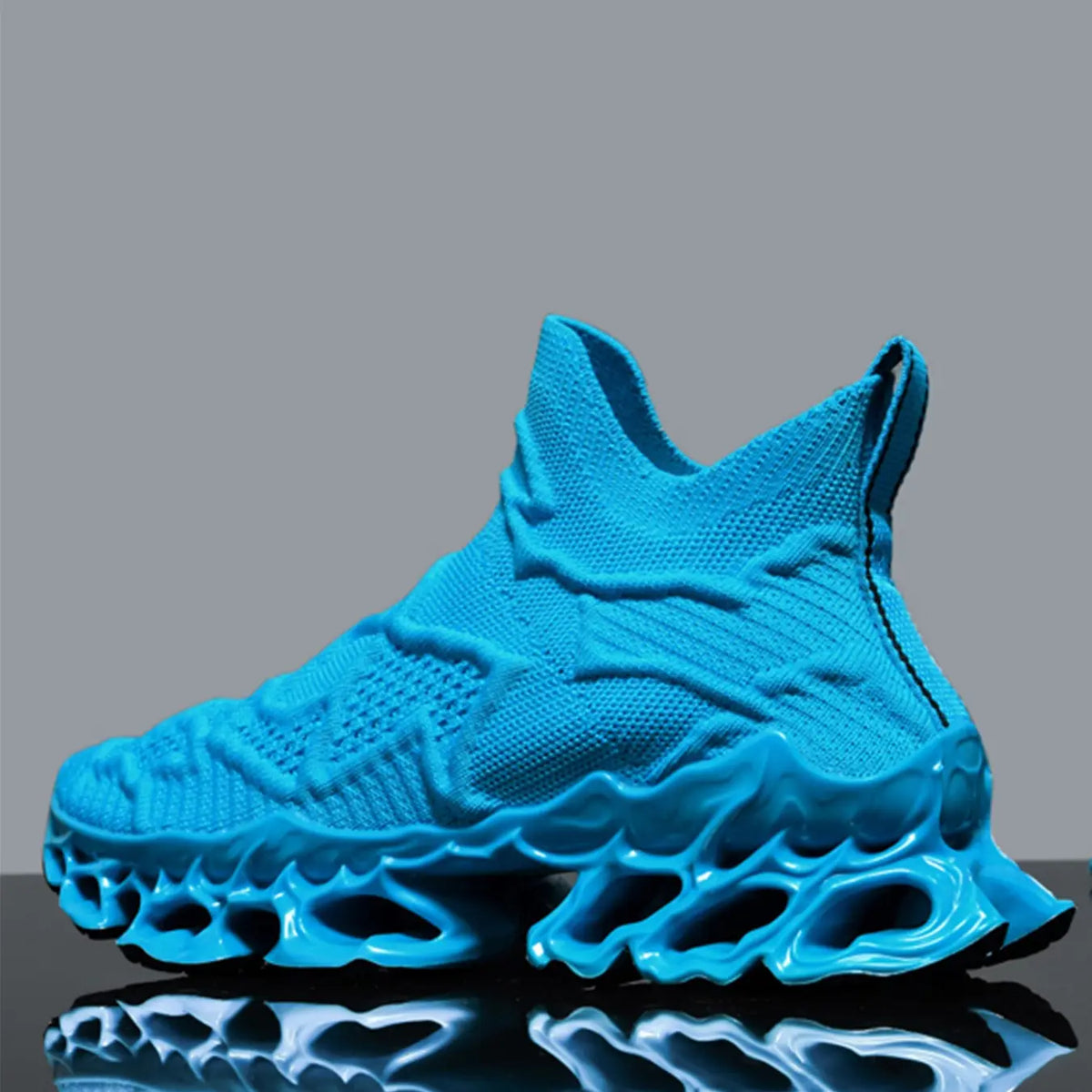 Red Knit High-Top Sneakers with Sculpted Open Sole