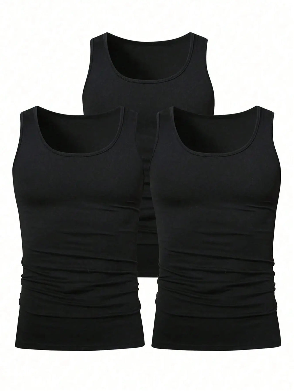 Black Scoop Neck Knit Tank Tops Three-Pack
