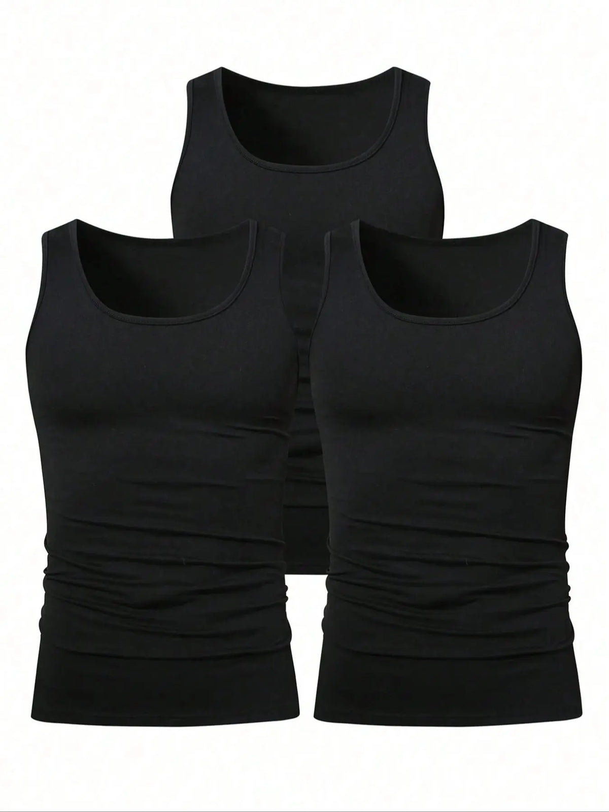 Black Scoop Neck Knit Tank Tops Three-Pack