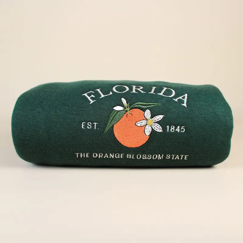 Forest Green Sweatshirt With Embroidered Orange Crest