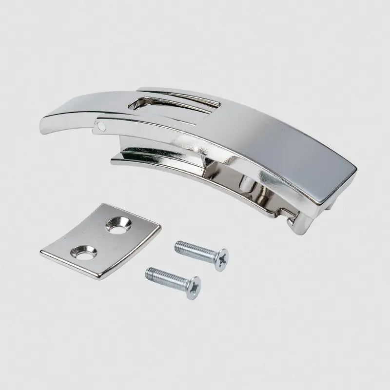 Polished Silver-Tone Metal Belt Lever Buckle