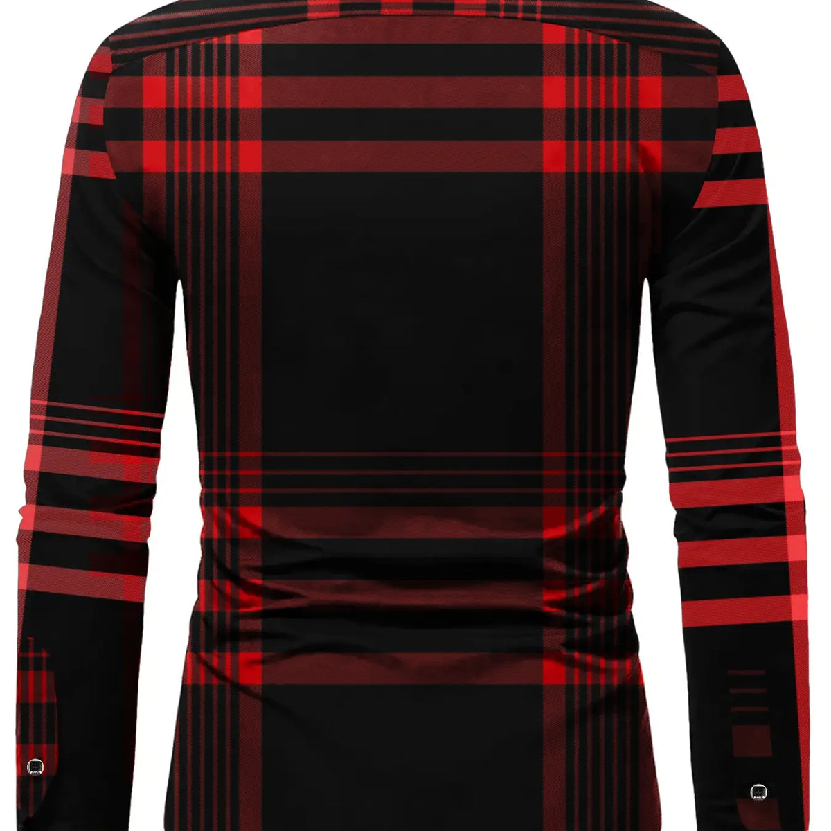 Black and Red Plaid Long Sleeve Button-Up Shirt