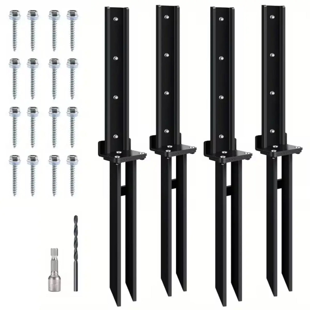 Black Metal Fence Post Repair Spike Set