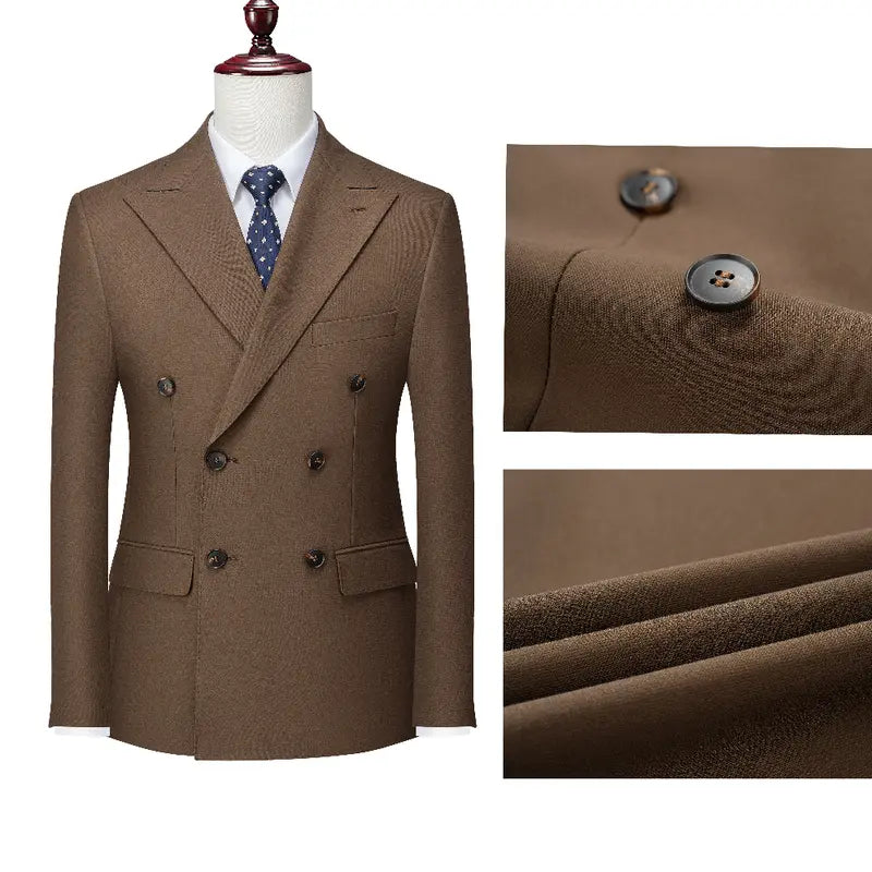 Brown Double-Breasted Blazer and Trouser Set