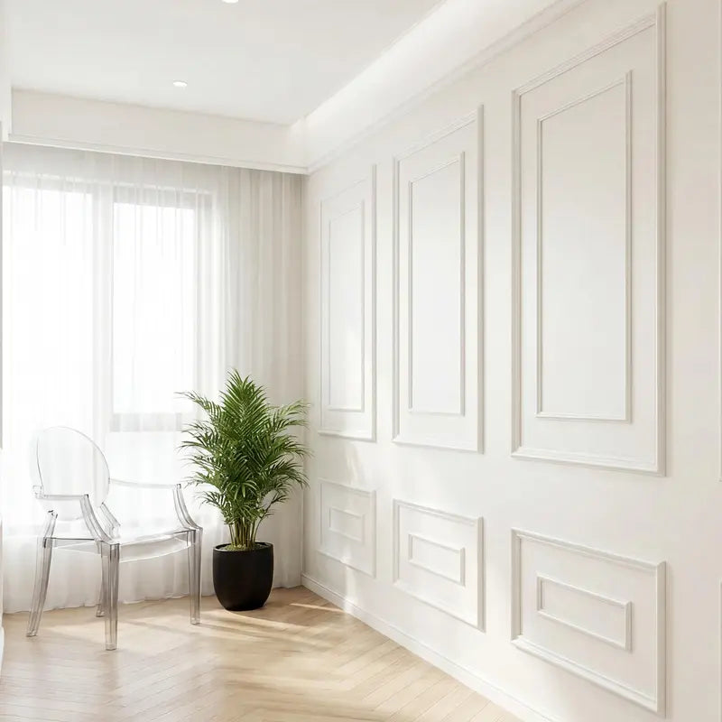 Raised Panel Wall Molding Frame Set in Cream