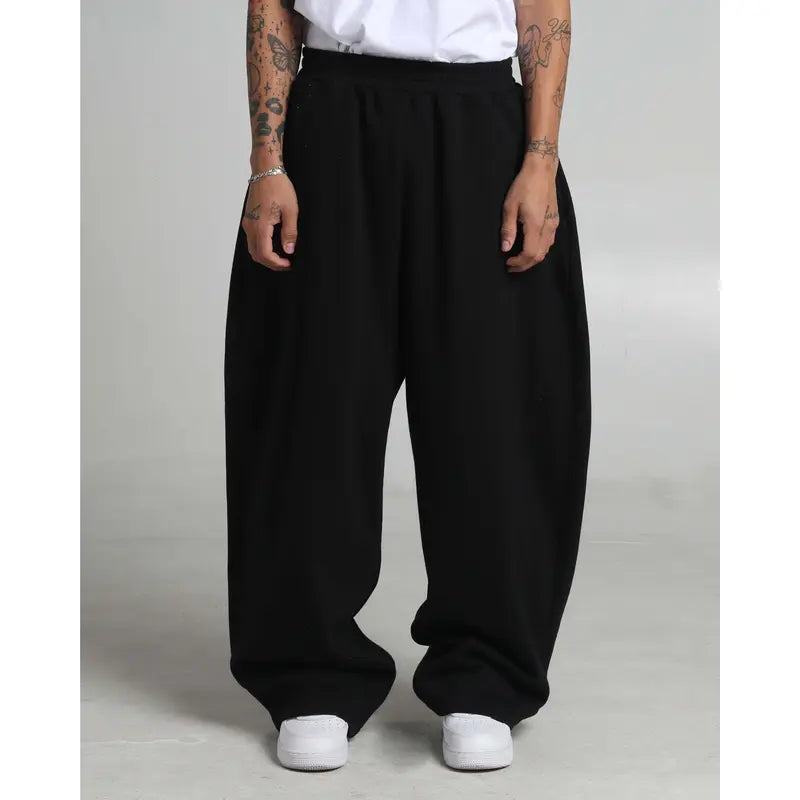 Black Wide Balloon Fleece Pants