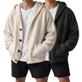 Hooded Button-Front Knit Cardigan with Pockets