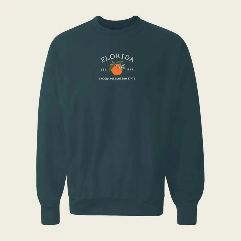 Forest Green Sweatshirt With Embroidered Orange Crest