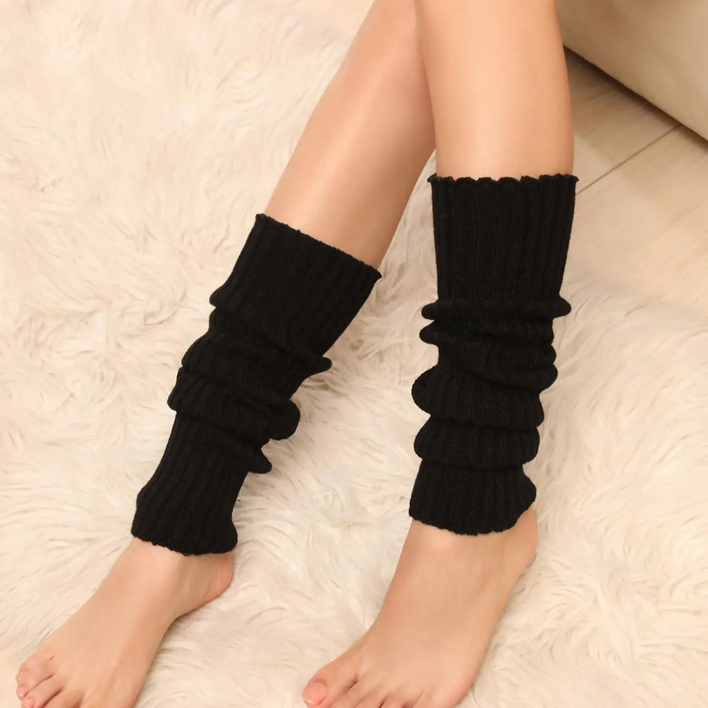 Cream Ribbed Knit Leg Warmers