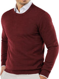 Burgundy Crew Neck Knit Pullover Sweater