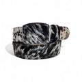Black and White Hair-On Hide Belt With Buckle