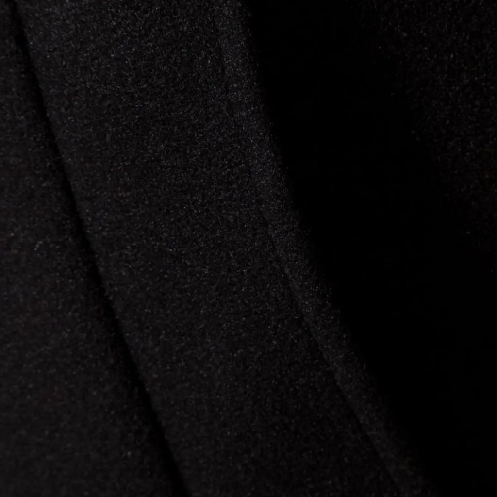 Long Black Double-Breasted Coat With Wide Lapels