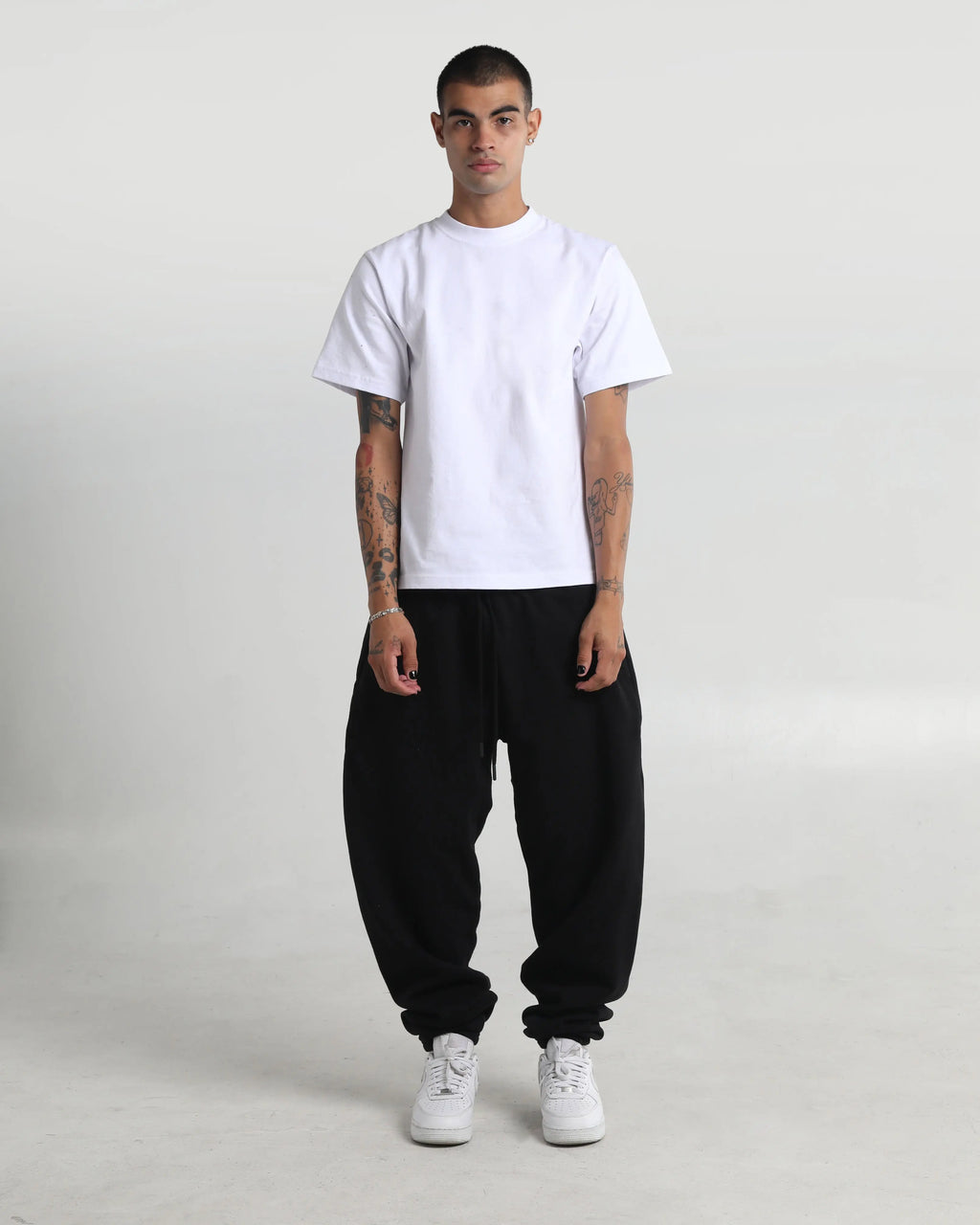 Black Fleece Sweatpants with Drawstring Waist