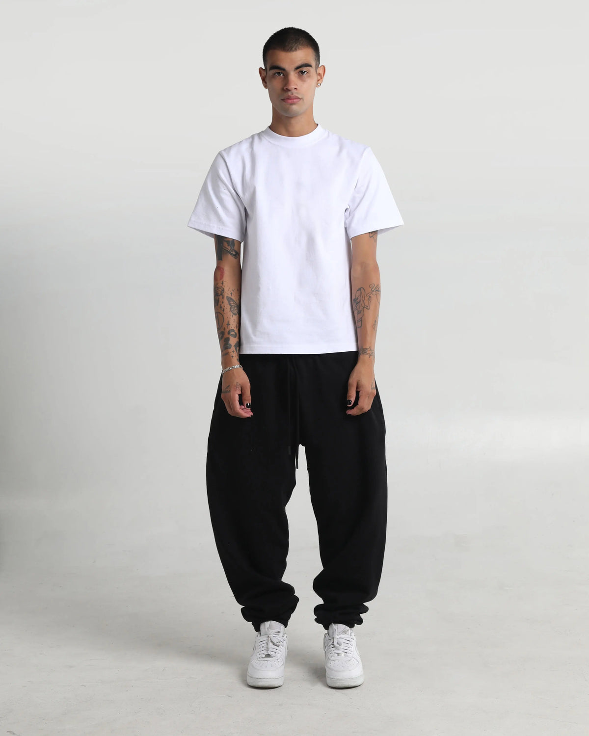 Black Fleece Sweatpants with Drawstring Waist