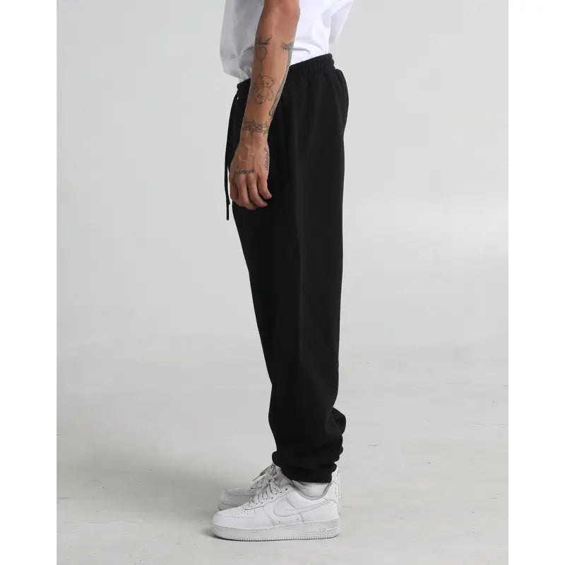Black Fleece Sweatpants with Drawstring Waist