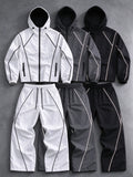 Hooded Zip Jacket and Wide Leg Pants Set