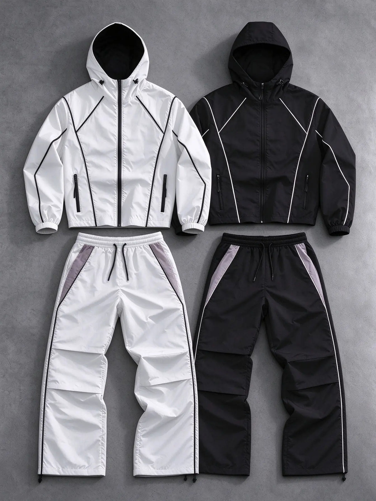 Hooded Zip Jacket and Wide Leg Pants Set