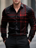 Black and Red Plaid Long Sleeve Button-Up Shirt