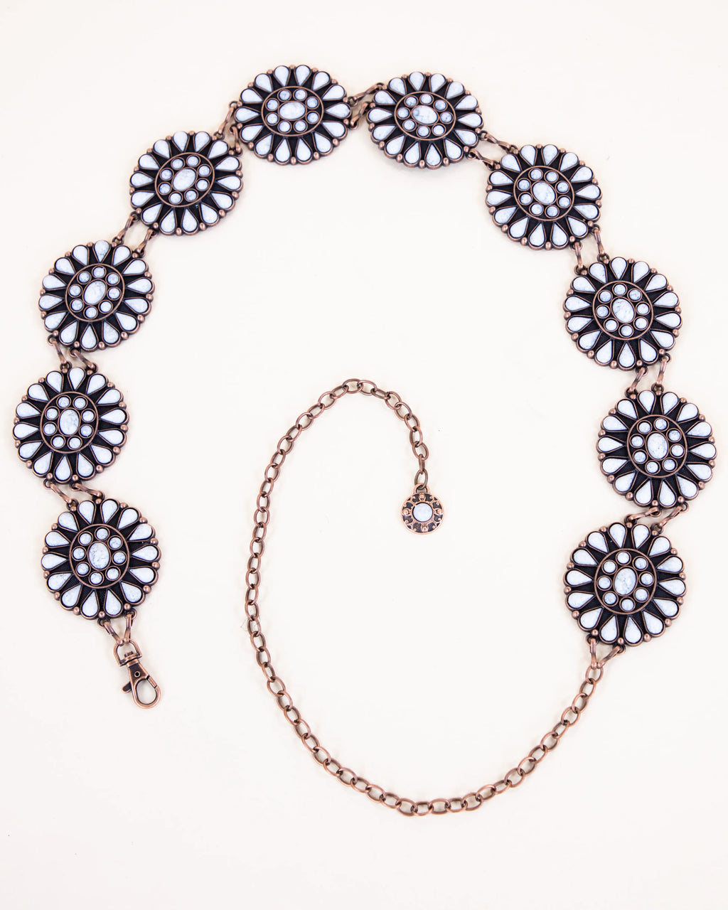 Copper Tone Chain Belt with Flower Conchos