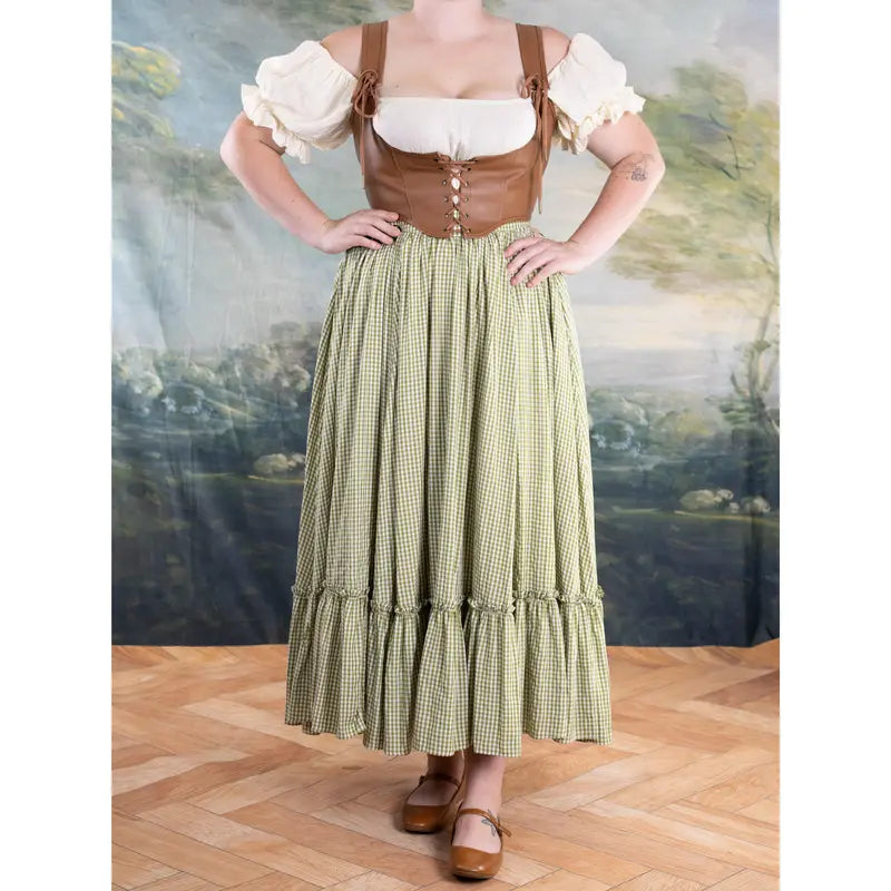 Brown Leather Lace-Up Underbust Corset Belt