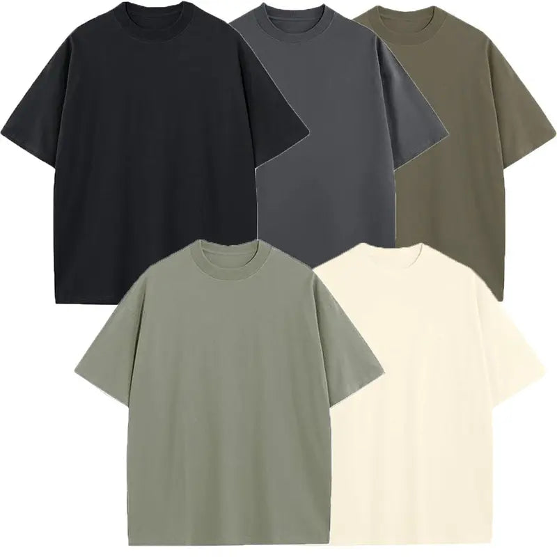 Six-Pack Cotton Boxy T-Shirts in Muted Colours
