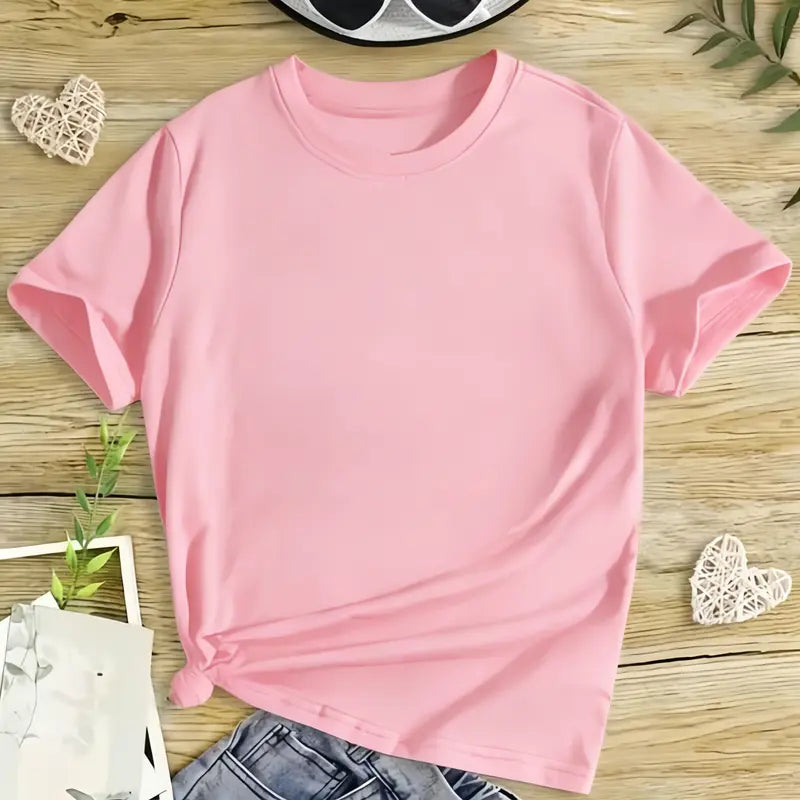 Plain White Short-Sleeve Crew Neck T-Shirt