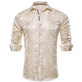 Champagne Floral Jacquard Button-Up Dress Shirt