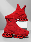Red Knit High-Top Sneakers with Sculpted Open Sole