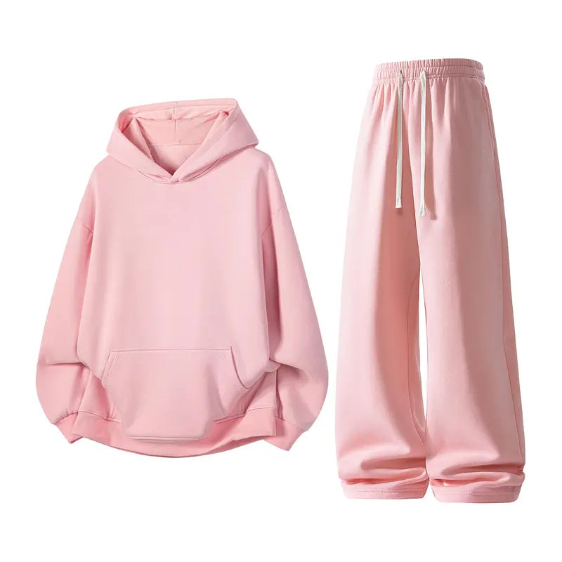 Matching Hoodie and Drawstring Sweatpants Set