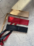 Wide Pleated Faux Leather Wrap Belt with Long Ties
