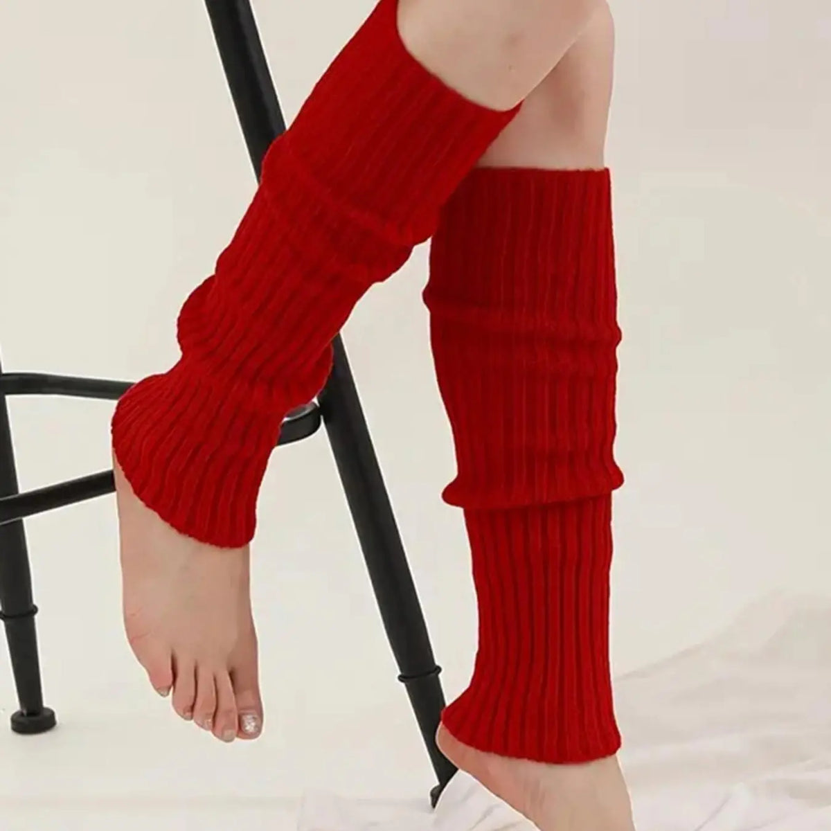 Cream Ribbed Knit Leg Warmers