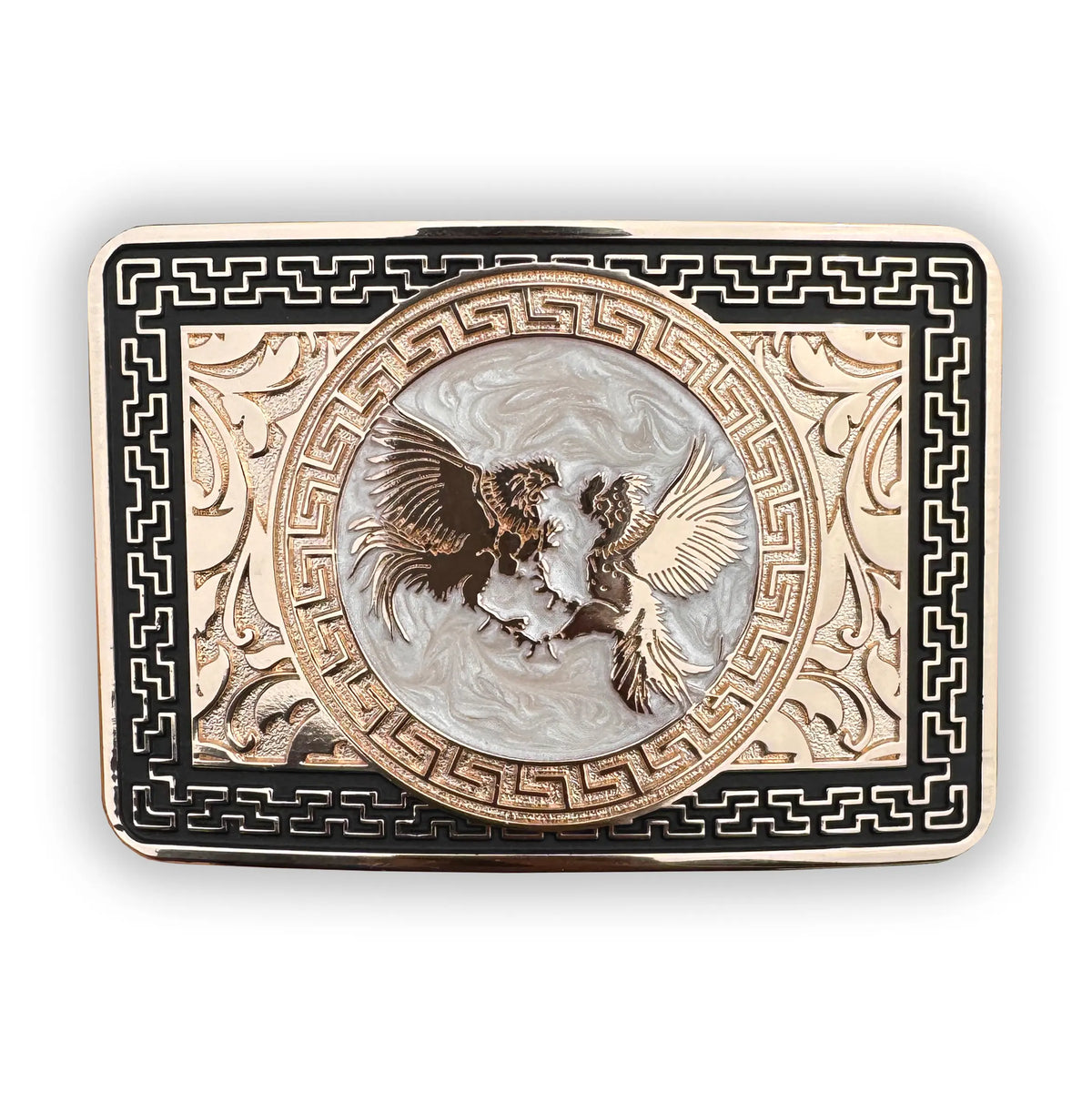 Rectangular Belt Buckle with Rooster Design
