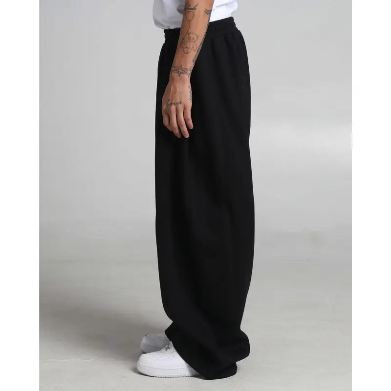 Black Wide Balloon Fleece Pants