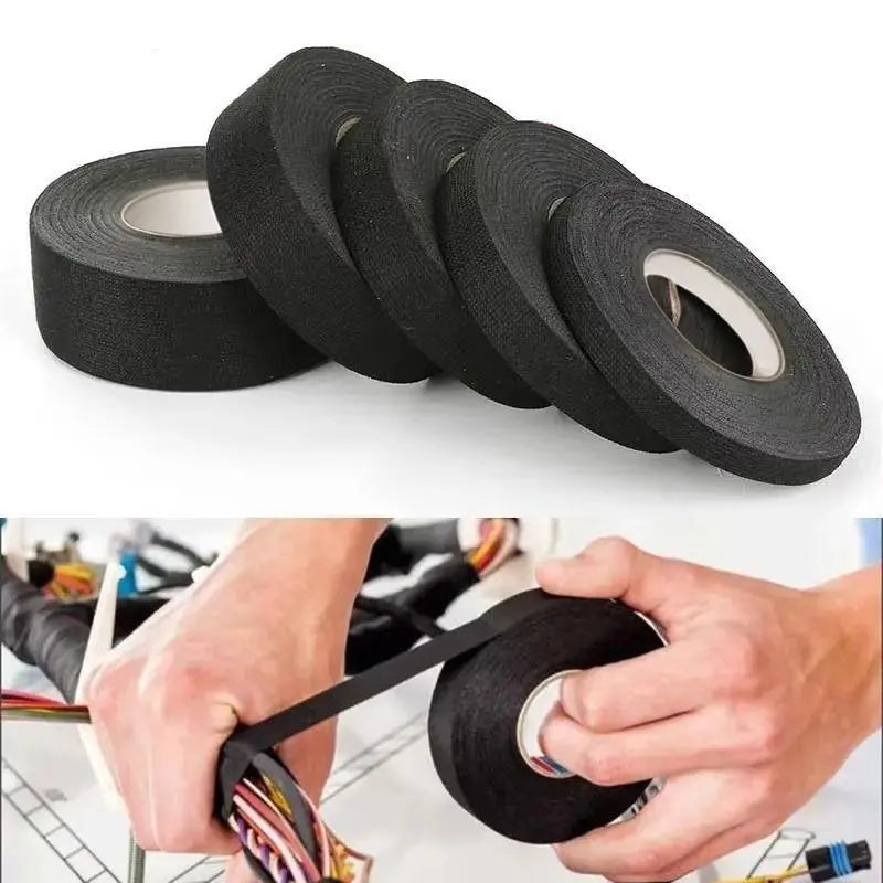Black Fabric Cable Wrap Insulation Tape Rolls