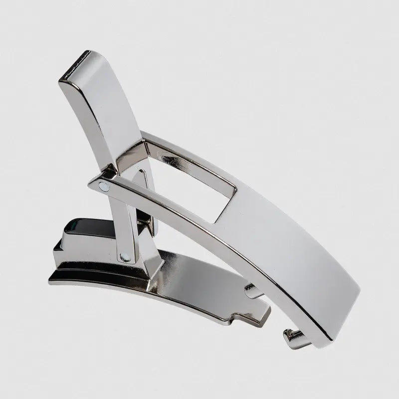 Polished Silver-Tone Metal Belt Lever Buckle