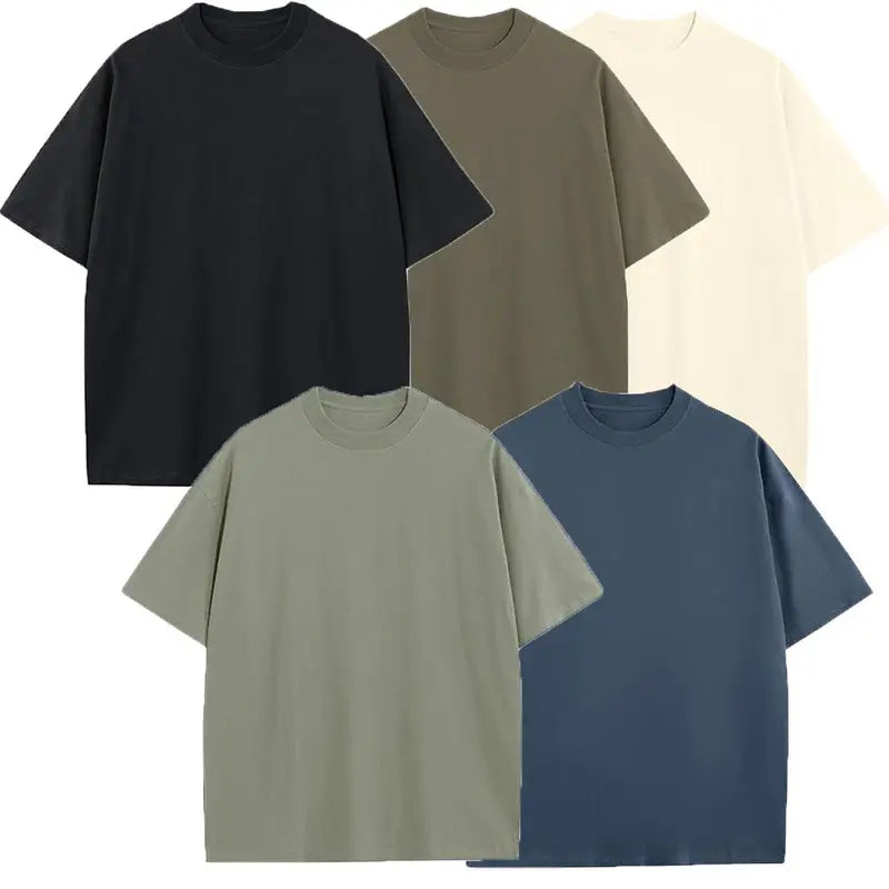Six-Pack Cotton Boxy T-Shirts in Muted Colours