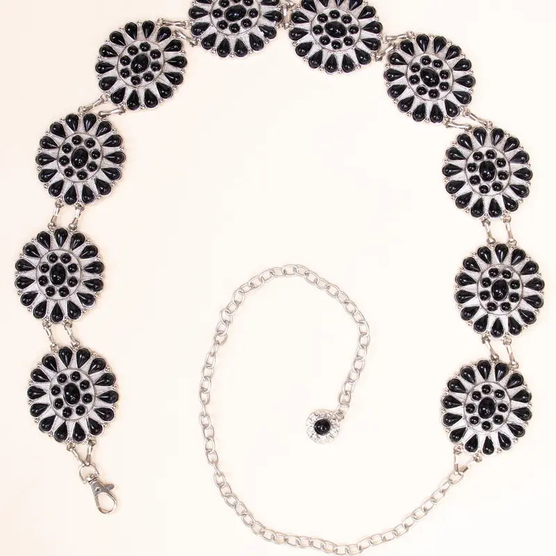 Copper Tone Chain Belt with Flower Conchos