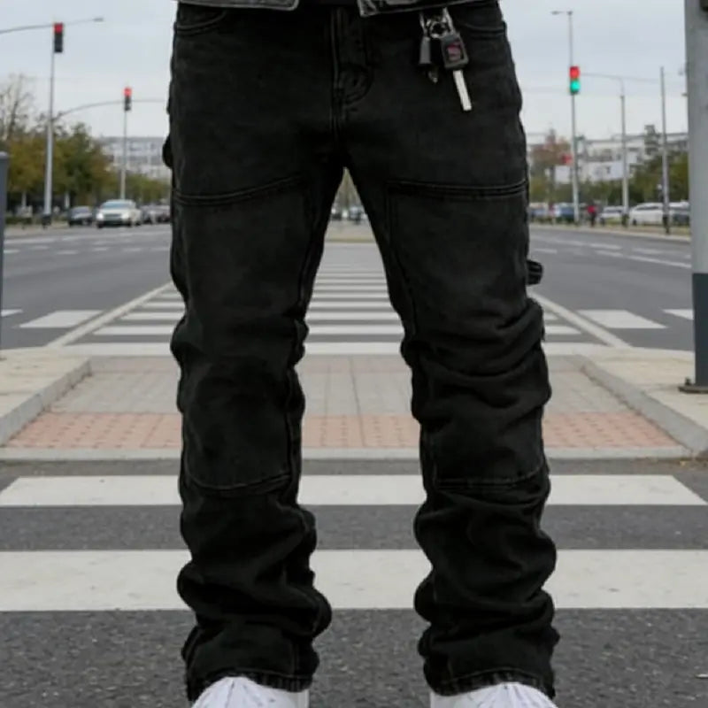 Washed Grey Straight Leg Denim Jeans
