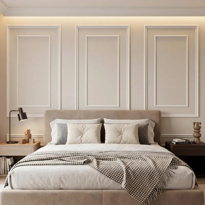 Raised Panel Wall Molding Frame Set in Cream