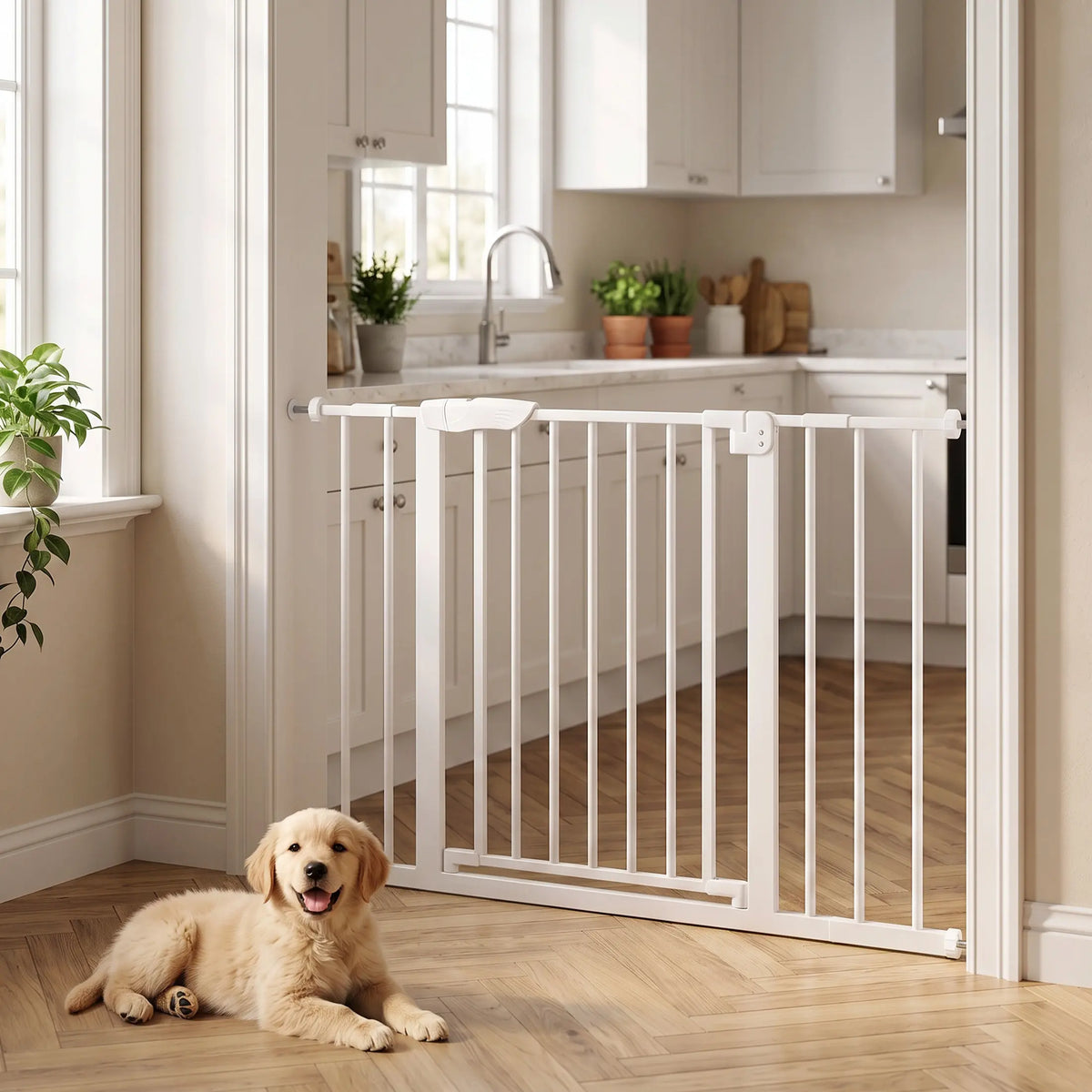 White Metal Pressure Mount Safety Gate