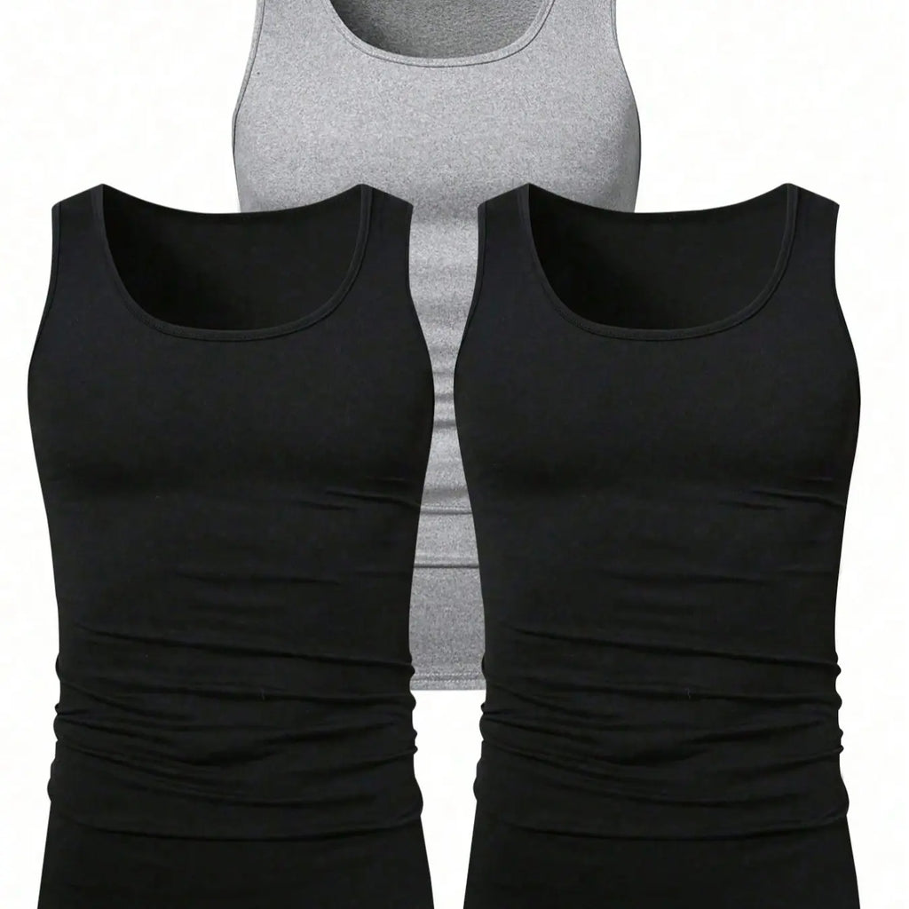 Black Scoop Neck Knit Tank Tops Three-Pack