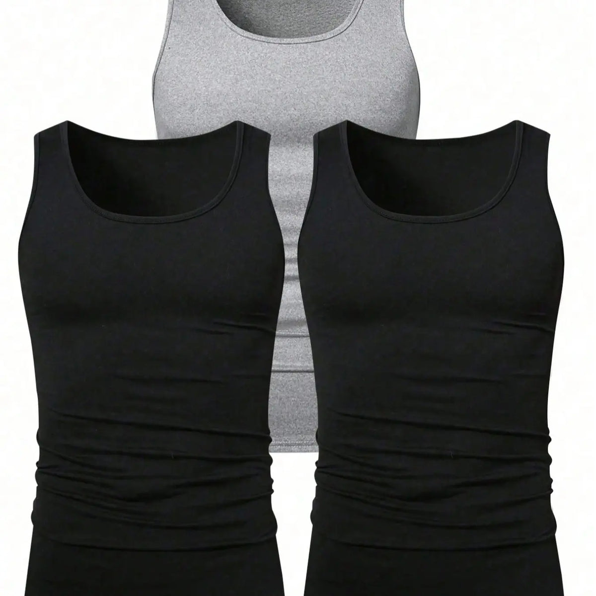 Black Scoop Neck Knit Tank Tops Three-Pack